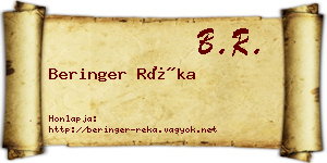 Beringer Réka névjegykártya